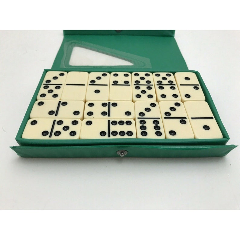 Vintage Marlboro Domino Dominoes Game Set Double Six Professional 28 Tiles in Original Case image 2