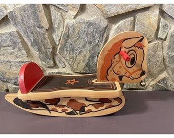 Wooden Rocking Horse Kids Rocker Dekto 1960’s Spot The Pony Toy Ride On Toy