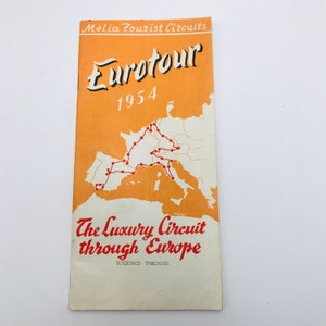 Eurotour 1954 Luxury Circuit Vacation Brochure Italian Tourism Pamphlet Advertisement Italy Vintage Travel Hotel Guide Europe