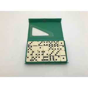 Vintage Marlboro Domino Dominoes Game Set Double Six Professional 28 Tiles in Original Case image 3