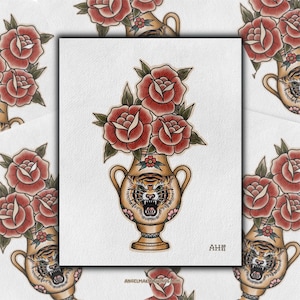 traditional tiger vase flash print