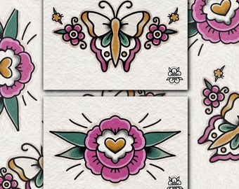 flower + butterfly prints