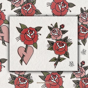 hearts + roses print