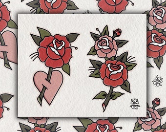 hearts + roses print