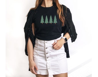 T-shirt met dennenboom, avontuurshirt voor wandelen