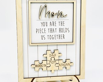 Personalized Mom Puzzle Sign: Mother's Day Wood Gift