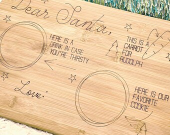 Custom Santa Cookie Tray: Personalized Bamboo Christmas Eve Plate