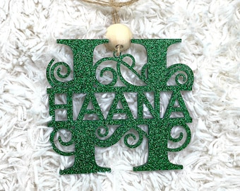 Personalized Christmas Ornament: Custom Acrylic Monogram Gift Tag