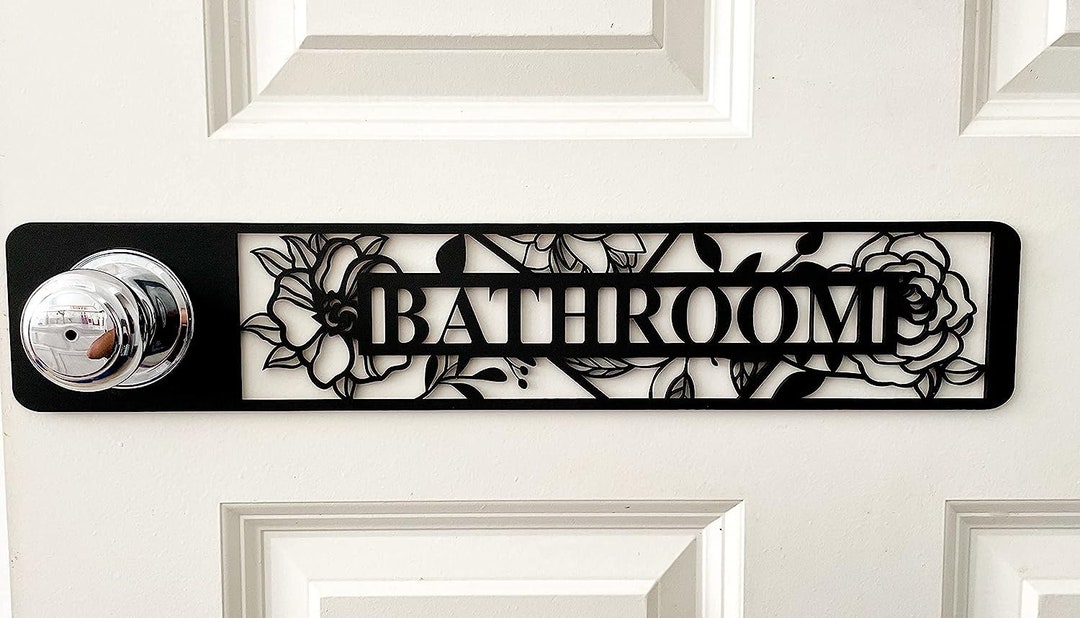 Wooden Bathroom Door Sign Decor, 18.5 X 3.5, Rustic Modern Farmhouse ...