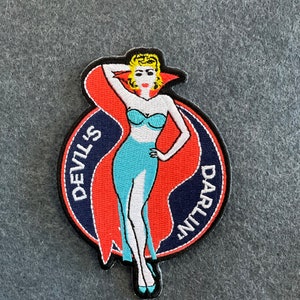 PIN UP GIRL Devils Darling Patch, Good Luck Charm Patch, Patches for Display, Military Gift, Servicemen Patch, Collectible War Patches