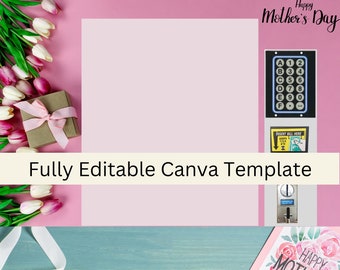 Editable Mother's Day Vending Machine Template| Party Favor |Canva Editable Template