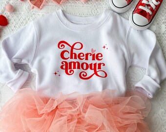 Cherie Amour Pullover | Toddler VDay Sweater | Toddler Valentines Sweatshirt | Baby Valentines Top | Kids Vday Pullover | Girl Valentine