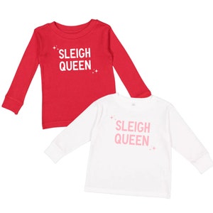 Sleigh QueenTee T-shirt de vacances T-shirt de vacances pour filles Chemise de vacances pour tout-petits T-shirt de Noël Bébé Noël T-shirt de Noël pour filles image 5
