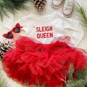 Sleigh QueenTee Holiday Tee Girls Holiday Tee Toddler Holiday Shirt Christmas Tee Baby Christmas Girls Christmas Tee image 1