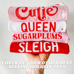 Sleigh QueenTee T-shirt de vacances T-shirt de vacances pour filles Chemise de vacances pour tout-petits T-shirt de Noël Bébé Noël T-shirt de Noël pour filles image 8
