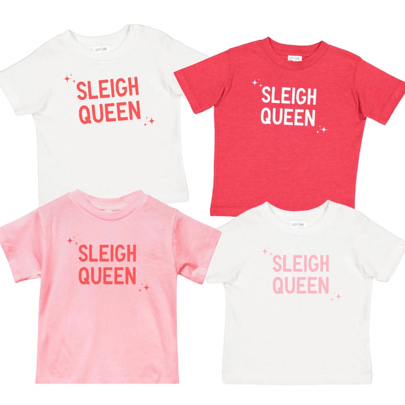 Sleigh QueenTee T-shirt de vacances T-shirt de vacances pour filles Chemise de vacances pour tout-petits T-shirt de Noël Bébé Noël T-shirt de Noël pour filles image 4