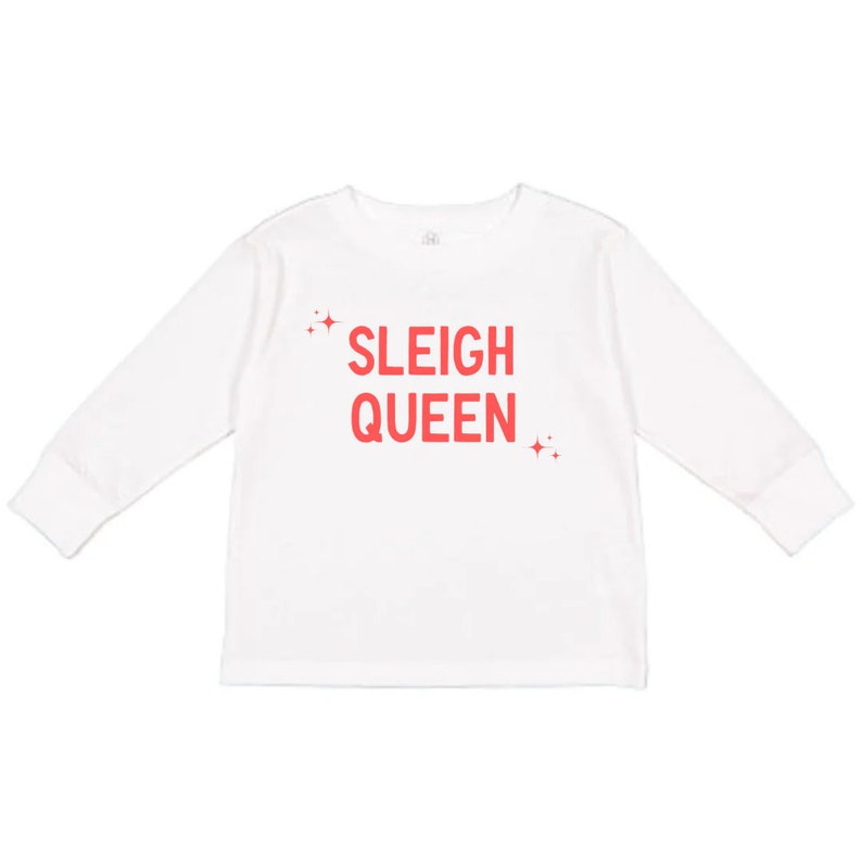 Sleigh QueenTee T-shirt de vacances T-shirt de vacances pour filles Chemise de vacances pour tout-petits T-shirt de Noël Bébé Noël T-shirt de Noël pour filles image 2