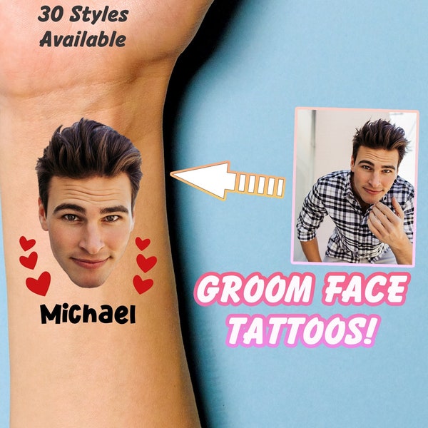 Bachelorette Party Tattoos | Custom Temporary Tattoos | Hens Party | Groom Face Tattoo | Personalized Party Favor | Hens Games | Bach Party