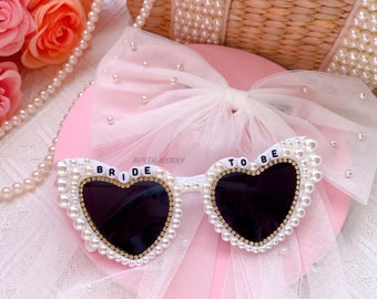 Custom Bride Sunglasses , Encrusted Pearl + Rhinestone Sunglasses | Bachelorette Party Decoration, Bridesmaid Favor, Bridal Shower Supplies