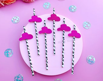 Cowgirl Hat Paper Straw | Bachelorette Party Hen Party Decoration Supplies, 70's Disco Party Favor, Last Disco Bach Decor, Pink Disco Party