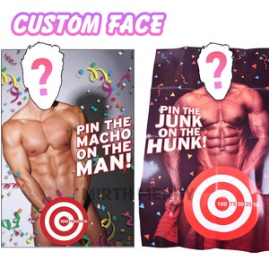 Pin the Junk on the Hunk, Junk on the Hunk, Hens Party Games, Pin the Tail on the Hunk, Bachelorette Party Supplies, Novelty Party Favors