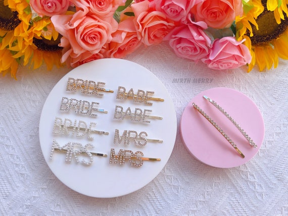 Rhinestone Bride Hair Barrette Pin, Bride Hair Accessories, Bridesmaid Gift, Bachelorette Accessories, Bride Hair Pin, Bride To Be, Babe