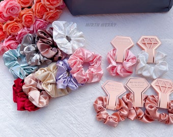 Hen Party Hair Tie - Silk Satin Scrunchies | Bridal Shower Gift Decorations, Bride Tribe Favor, Bridesmaid Scrunchies, Bridesmaid Proposal