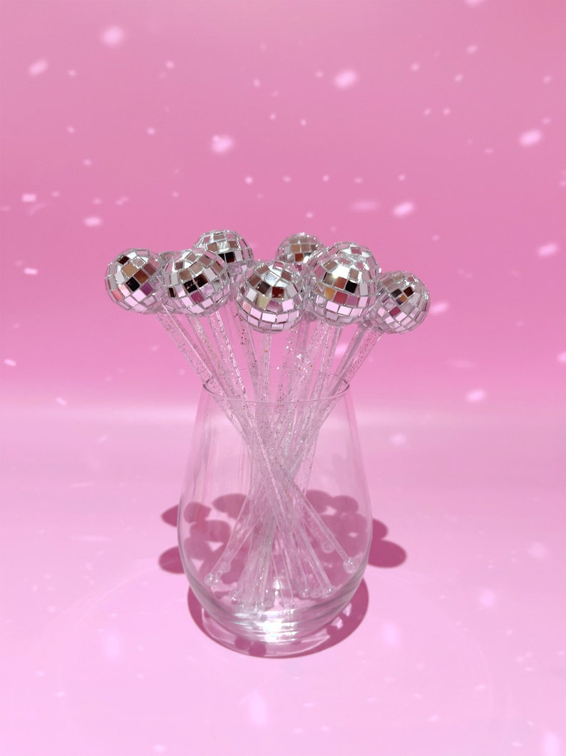 Disco Ball Swirly Straw, Last Disco Hen Party Favors, Disco Cowgirl Cowboy, Bridal Shower, Bachelorette Decorations, 70's, Reusable Straw Stirrer - 6 pack
