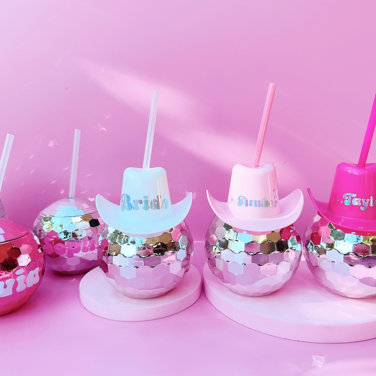Light Pink Disco Ball Cups (Etsy)