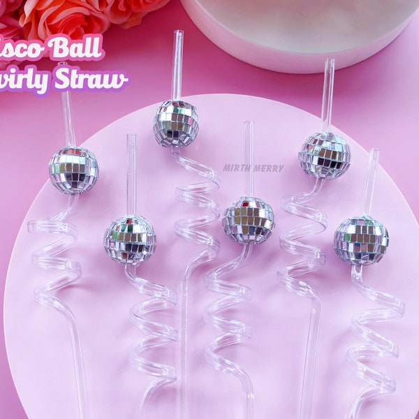 Disco Ball Swirly Straw, Last Disco Hen Party Favors, Disco Cowgirl Cowboy, Bridal Shower, Bachelorette Decorations, 70's, Reusable Straw