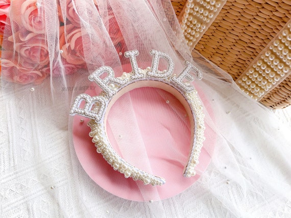 Bachelorette Party Decorations Pearl White Hair Bow Bride to Be Bridal  Shower Gift, Bridesmaid Favors 