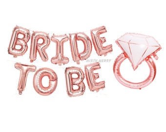 Rose Gold Bride To Be & Diamond Ring Balloons Set | Hens Party Decoration, Bachelorette Party, Engagement Favors, Wedding Bridal Shower Gift