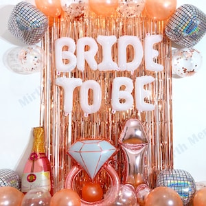White Bride To Be & Rose Gold Balloons Set | Hens Party Decoration, Bachelorette Party, Bridal Shower Decor Photo Backdrop