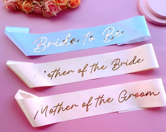 Bride to Be Sash| Hen Party Sash | Rose Gold Foil | Mother of the Bride sash | Bachelorette Favors | Team Bride, Bridesmaid sash