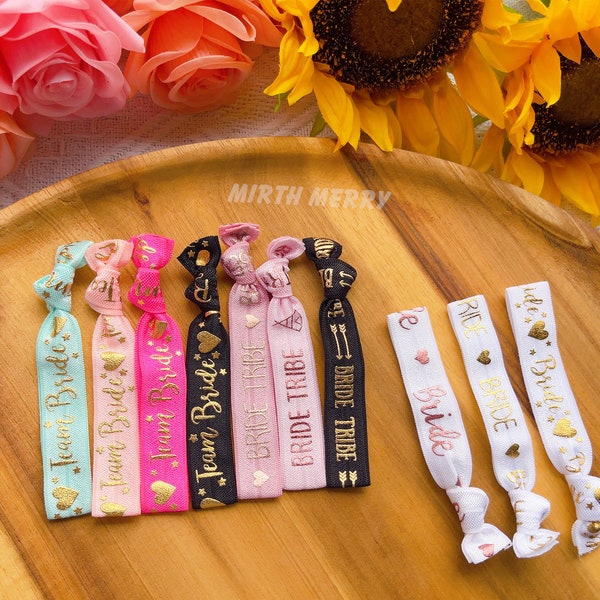 Hen Party Wristbands, Hair Tie Bobble - Team Bride, Hen Party, Bride Tribe & Bride Squad Hen Night Do Favours, Bridal Shower Gift