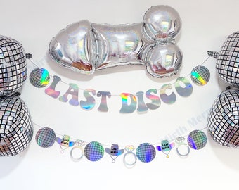 Last Disco Iridescent Banner Set | Last Rodeo Bach Party Decorations, Backdrop Photo Booth Holographic Iridescent Bachelorette Banners