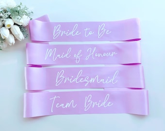 Bride to Be Sash| Hen Party Sash | Sash for Bride - Lilac | Mother of the Bride sash | Bachelorette Favors | Team Bride, Bridesmaid sash