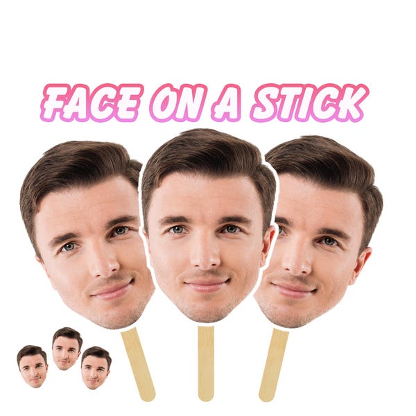 Face on a Stick Big Head Cutouts, Bachelorette Party, Groom Face, Bride to Be, Birthday Photobooth, Graduation, Hens Party, Face Confetti