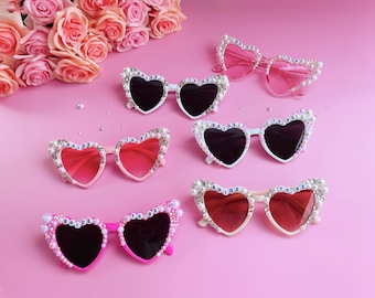 Custom Bride Sunglasses , Encrusted Pearl + Rhinestone Sunglasses | Bachelorette Party Decoration, Hen Party Gifts, Bridal Shower Supplies