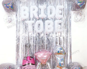White Bride To Be & Silver Balloons Set | Hens Party Decoration, Bachelorette Party, Bridal Shower Decor Photo Backdrop