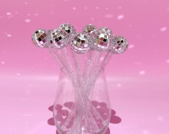 Disco Ball Drink Stirrers 6 Pack, Last Disco Hen Party Favors, Disco Cowgirl Cowboy, Bridal Shower, Bachelorette Decorations, 70's