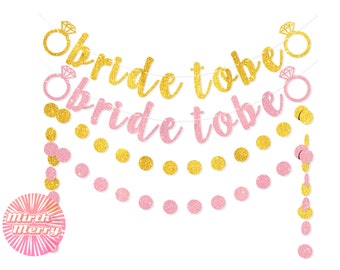 Bride To Be Banner, Rose Gold Glitter, Hen Party Banner, Bridal Shower Decor, Engagement , Hens Night Decor, Diamond Ring