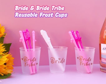 Hen Party Cups+Penis Straws | Reusable Party Cups, Hen Night Cups | Bride Tribe, Bridal Shower Cups | Bridal Shower Gift, Bridesmaid Favors