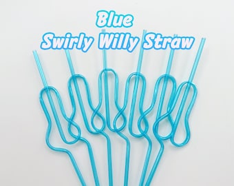 Blue Penis Swirly Willy Straw | Bachelorette Party Decorations | Bride To Be Bridal Shower | Hen Party Supplies Penis