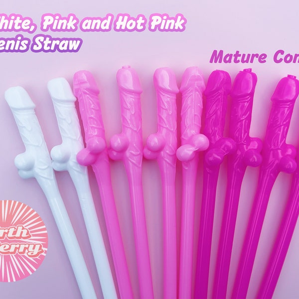 White,Pink,Hot Pink Penis Straw, | Bachelorette Party Favors | Bride To Be Bridal Shower | Hen Party Supplies Penis, Mix Color Penis Straws