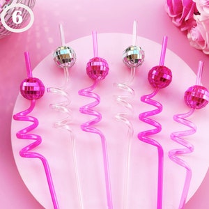 Disco Ball Swirly Straw, Last Disco Hen Party Favors, Disco Cowgirl Cowboy, Bridal Shower, Bachelorette Decorations, 70's, Reusable Straw Disco Straw- Mix