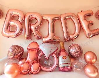 Rose Gold Jumbo BRIDE Balloons + Rose Gold Balloons | 40inch, Hens Party Decoration, Bachelorette Party, Bridal Shower Decor Photo Backdrop