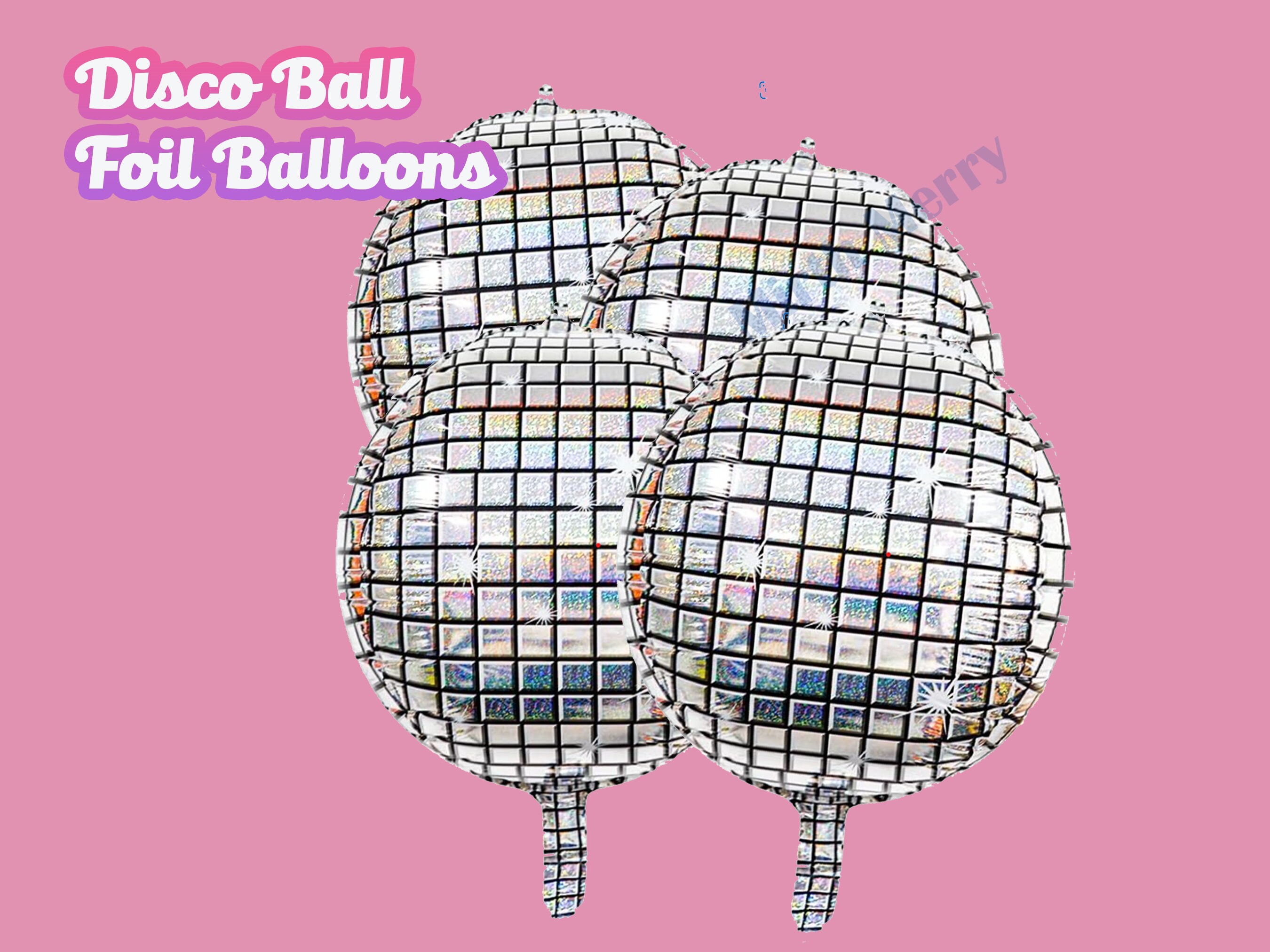 Disco Ball Balloons 20 Pieces 22 inch 4D Disco Balloons Large Silver Laser Foil Balloon Metallic Mirror Balloon for Disco Dance Party
