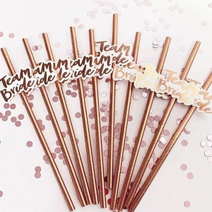 Rose Gold Team Bride Straws| Bachelorette Hen Party Decoration Supplies, Party Favor, Bridal Shower Wedding Drinking Game Bach
