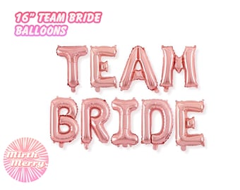 Team Bride Hens Party Bridal Shower Decorations Engagement Balloons, Bridal Shower Supplies, 16" Team Bride Rose Gold Foil Balloons